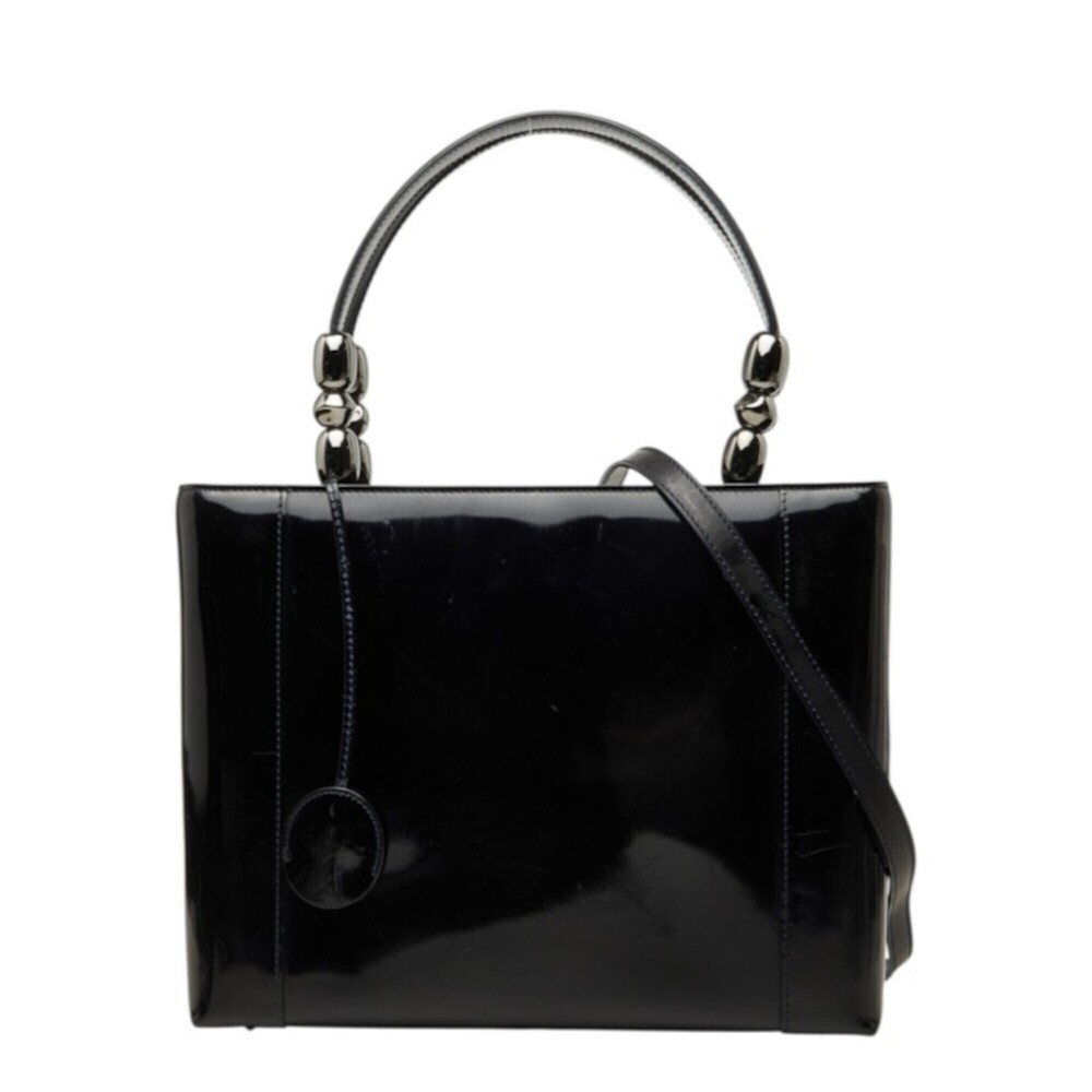 Christian Dior Dior Maris Pearl Handbag/Shoulder Bag, 2-Way, Navy Patent Leat...